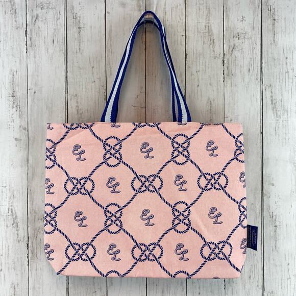 NWT Estée Lauder Pink Nautical Canvas Beach Tote Travel Bag - Picture 8 of 16